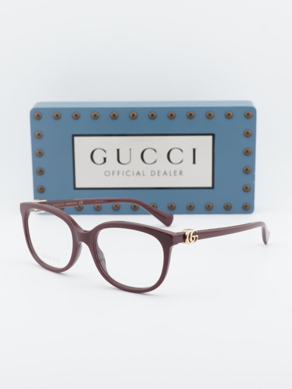 Gucci GG1075O 006 Square Eyeglasses – Burgundy 54mm